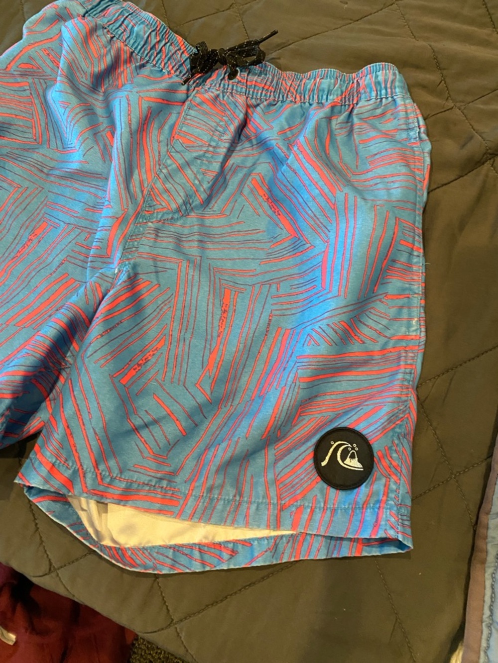 Quiksilver Blue & Coral Patterned Shorts - Picture 2 of 6